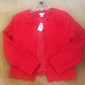 🧥NWT J Crew Red Scalloped Jacket - Small
